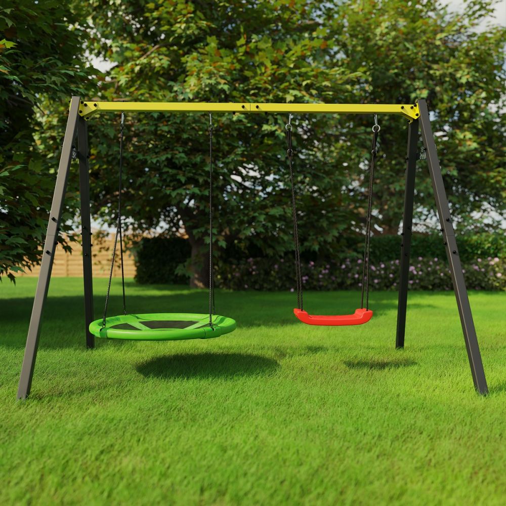 Giardino Girevole Per Bambini Con Altalena A Nido E Dondolo