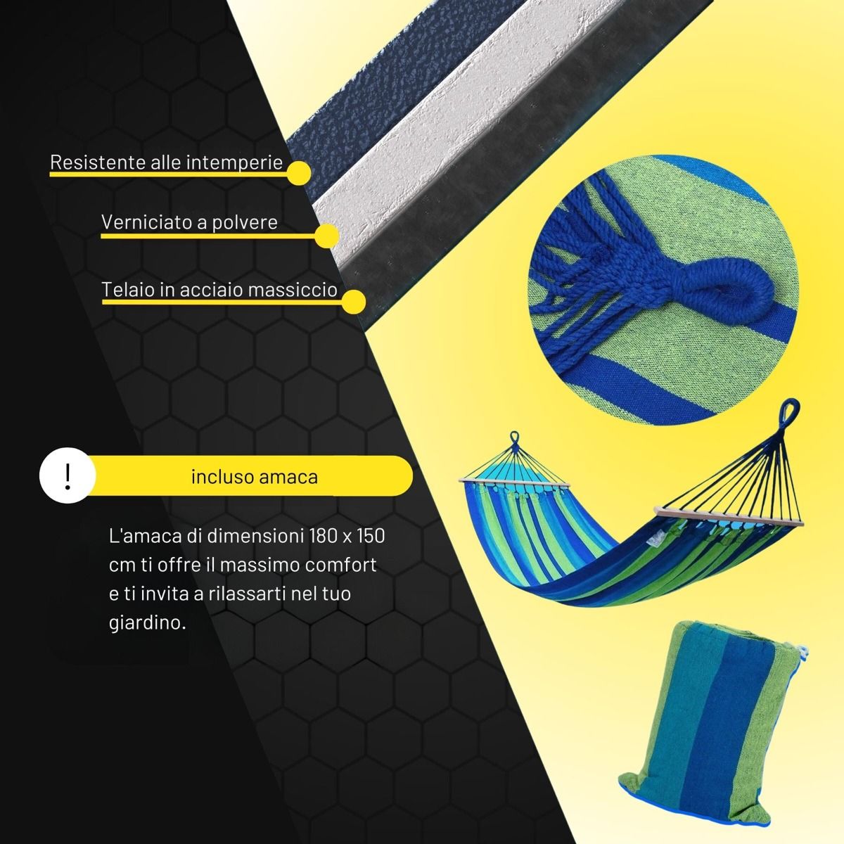 Amaca Da Giardino Per Esterni Con Telaio Zincato