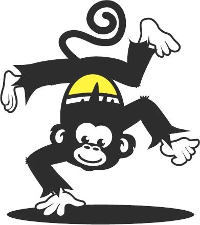 La scimmia Spikey fa la verticale con l'ombra